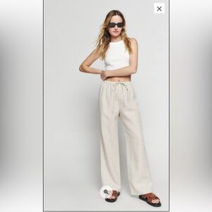 Reformation Petites Olina Linen Pant - size sp - oatmeal